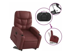 Poltrona| Poltrona reclinável elevatória couro artificial tinto PT484833 Vermelho