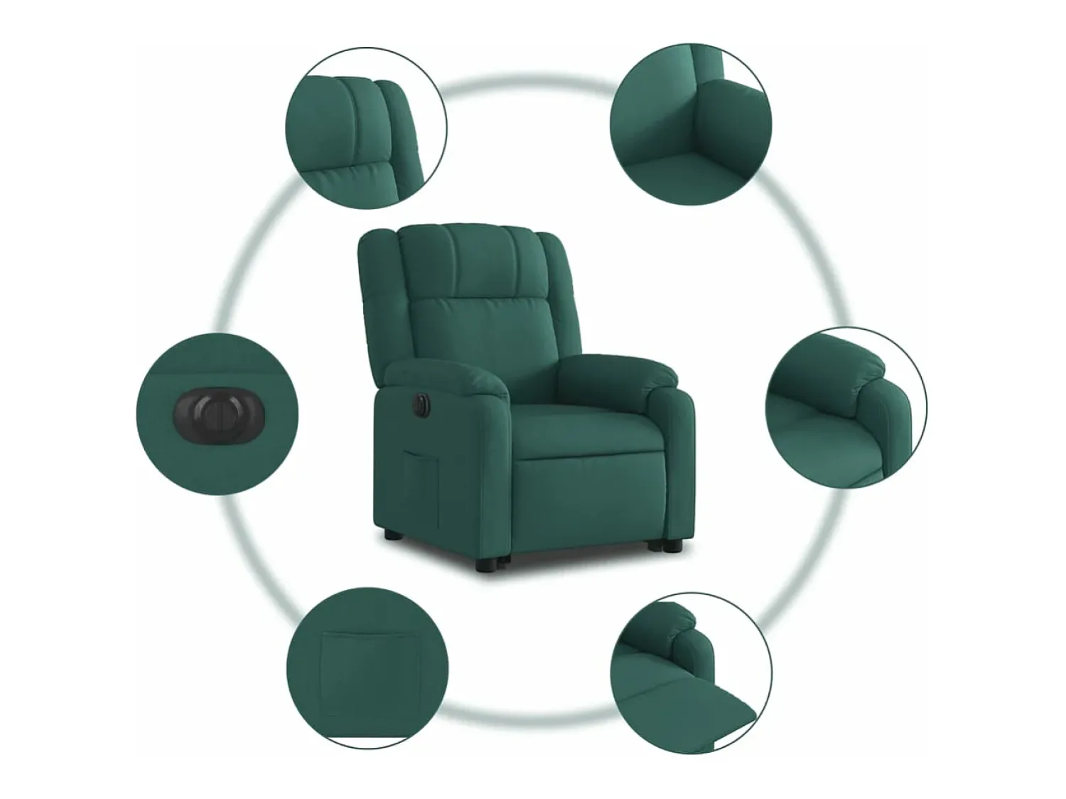 Poltrona|vidaxl Poltrona reclinável elevatória elétrica tecido -escuro Verde