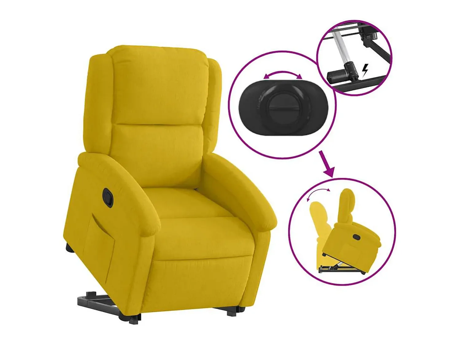Poltrona*vidaxl Poltrona reclinável elevatória veludo Amarelo
