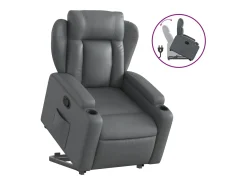 Poltrona*vidaxl Poltrona reclinável elevatória couro artificial Cinzento
