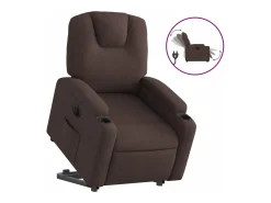 Discount vidaxl Poltrona reclinável elevatória elétrica tecido -escuro Castanho