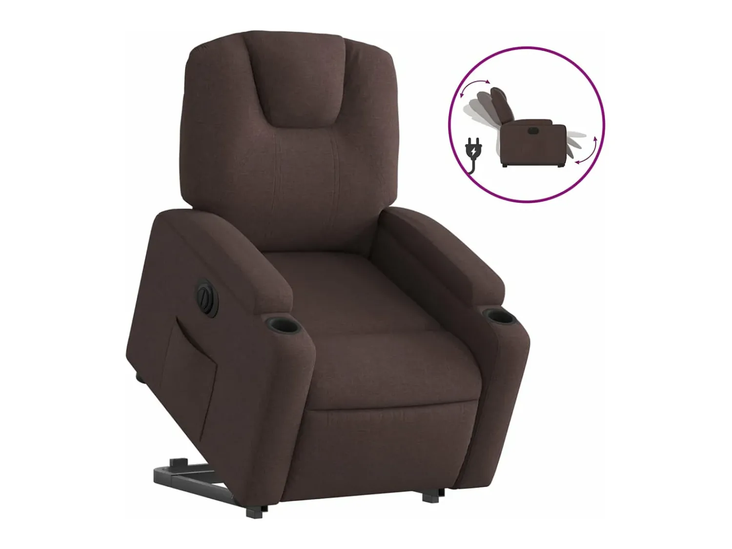 Discount vidaxl Poltrona reclinável elevatória elétrica tecido -escuro Castanho
