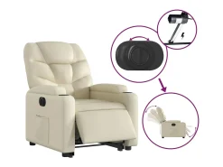 Poltrona* Poltrona reclinável elevatória elétrica couro artificial PT519446 Creme