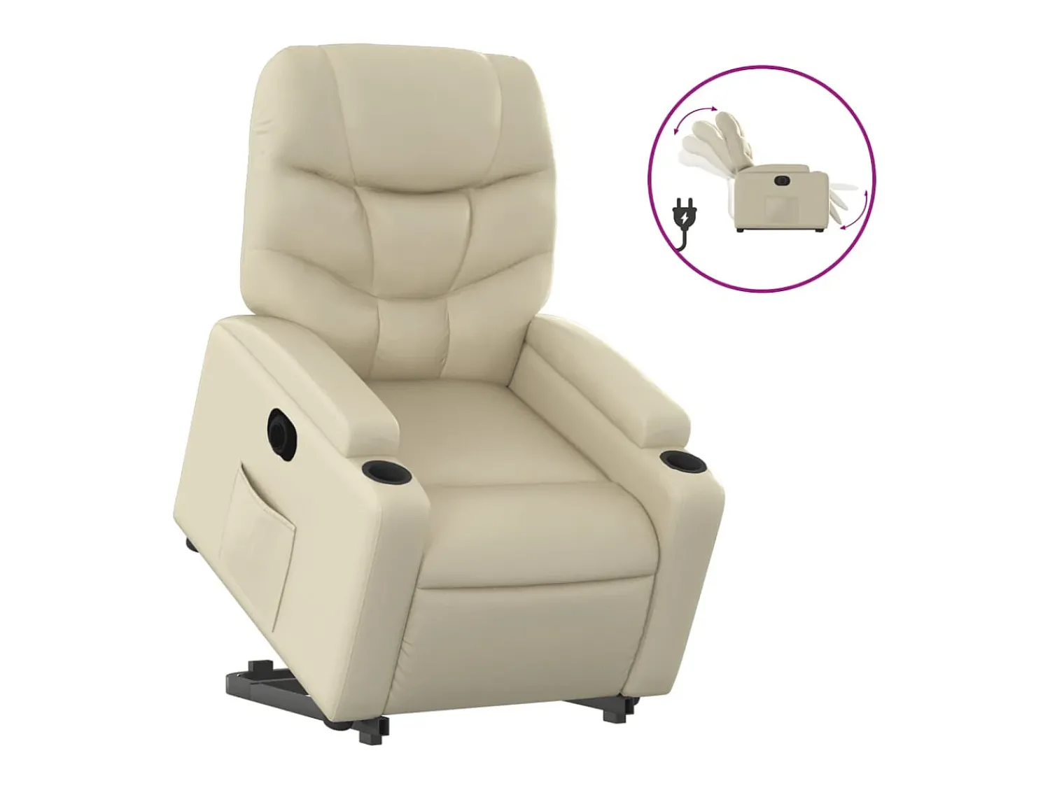 Poltrona* Poltrona reclinável elevatória elétrica couro artificial PT519446 Creme