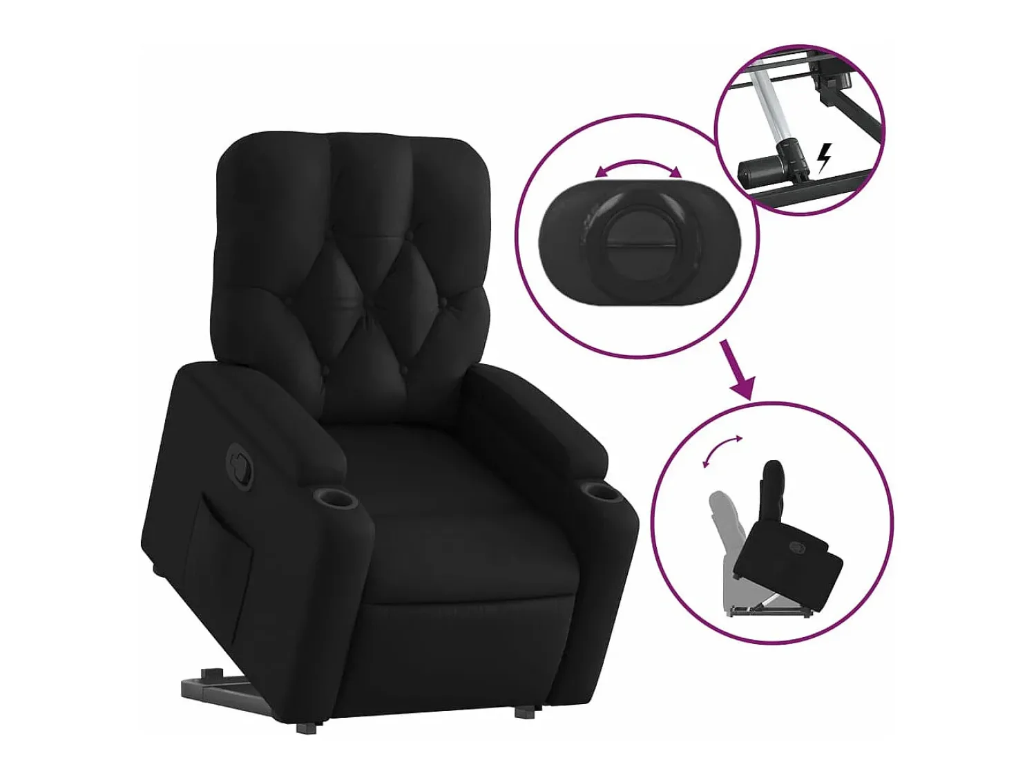 Poltrona*vidaxl Poltrona reclinável elevatória couro artificial Preto