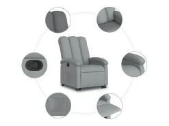 New vidaxl Poltrona reclinável elevatória tecido -claro Cinzento