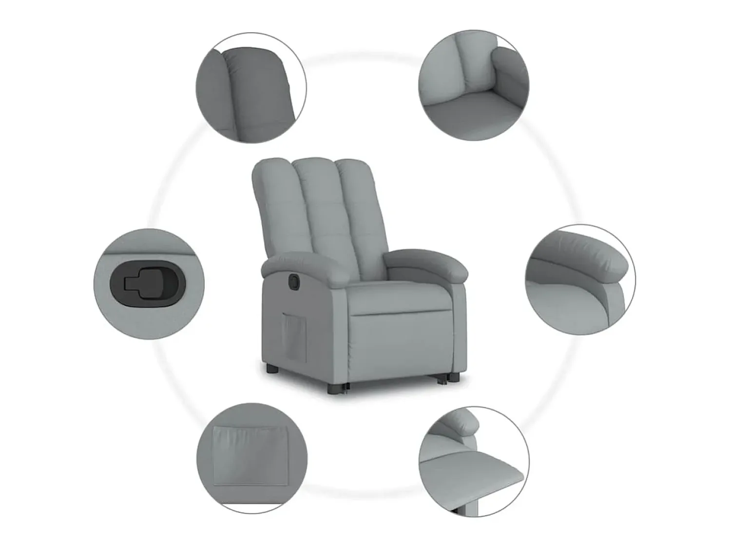 New vidaxl Poltrona reclinável elevatória tecido -claro Cinzento