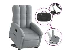 New vidaxl Poltrona reclinável elevatória tecido -claro Cinzento