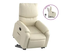 Poltrona| Poltrona reclinável elevatória couro artificial cor PT153798 Creme
