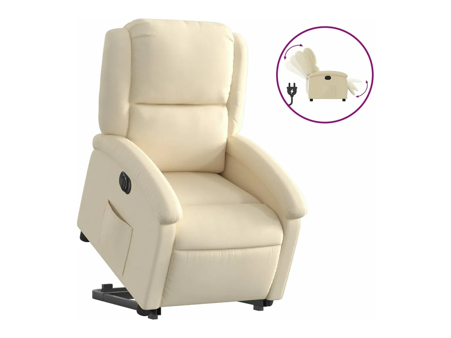 Discount vidaxl Poltrona reclinável elevatória elétrica tecido cor Creme