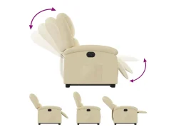 Discount vidaxl Poltrona reclinável elevatória elétrica tecido cor Creme