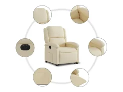 Discount vidaxl Poltrona reclinável elevatória elétrica tecido cor Creme