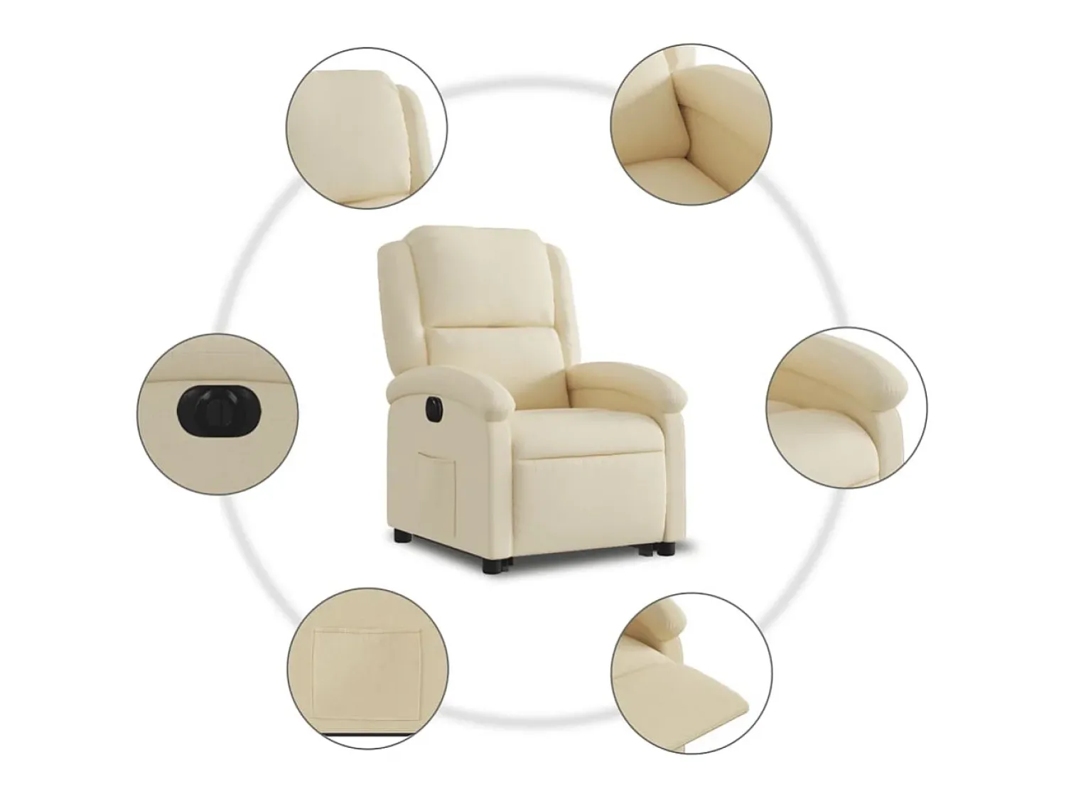Discount vidaxl Poltrona reclinável elevatória elétrica tecido cor Creme