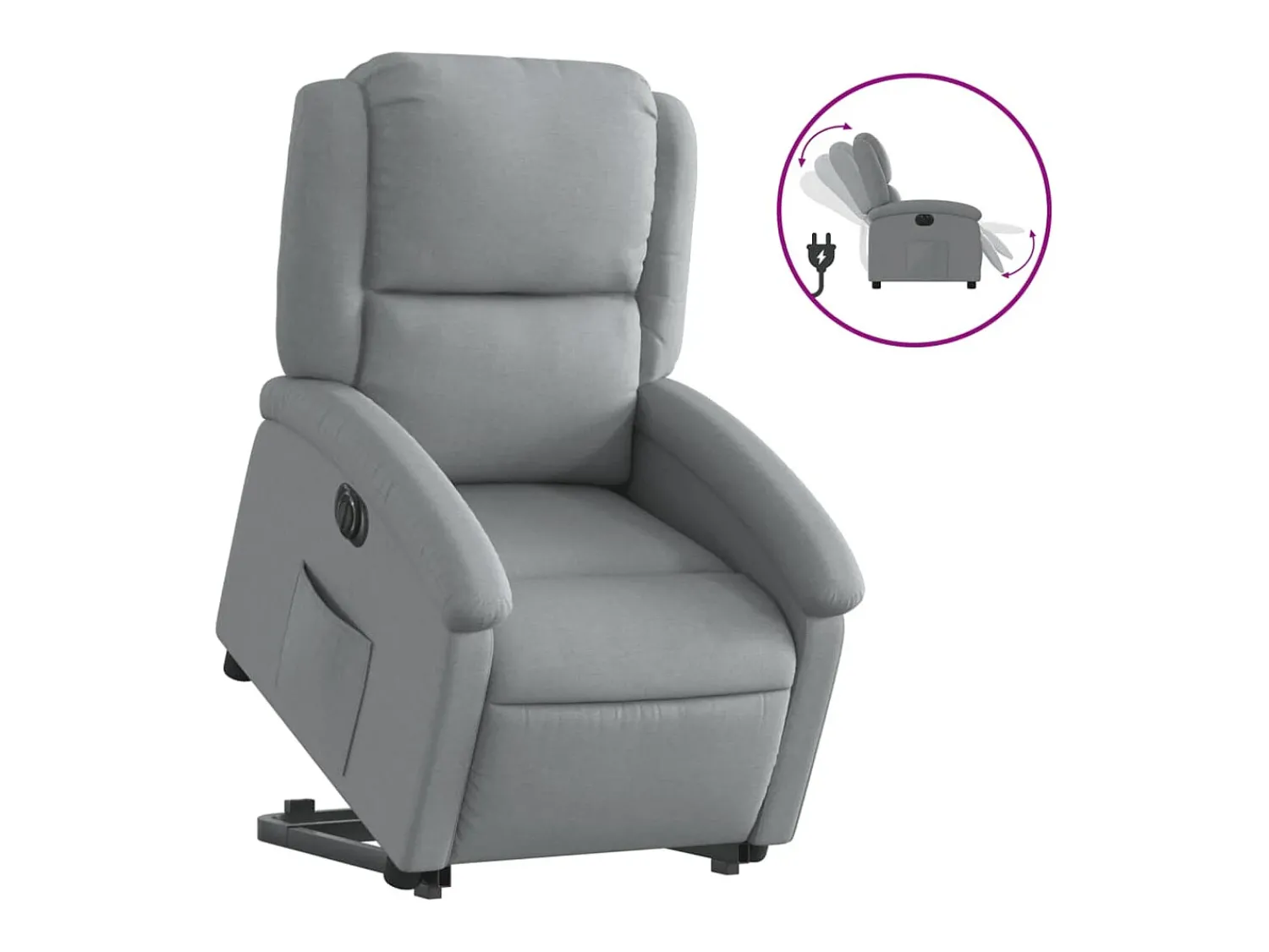 Poltrona* Poltrona reclinável elevatória elétrica tecido cinzento-claro PT989070 Cinzento claro
