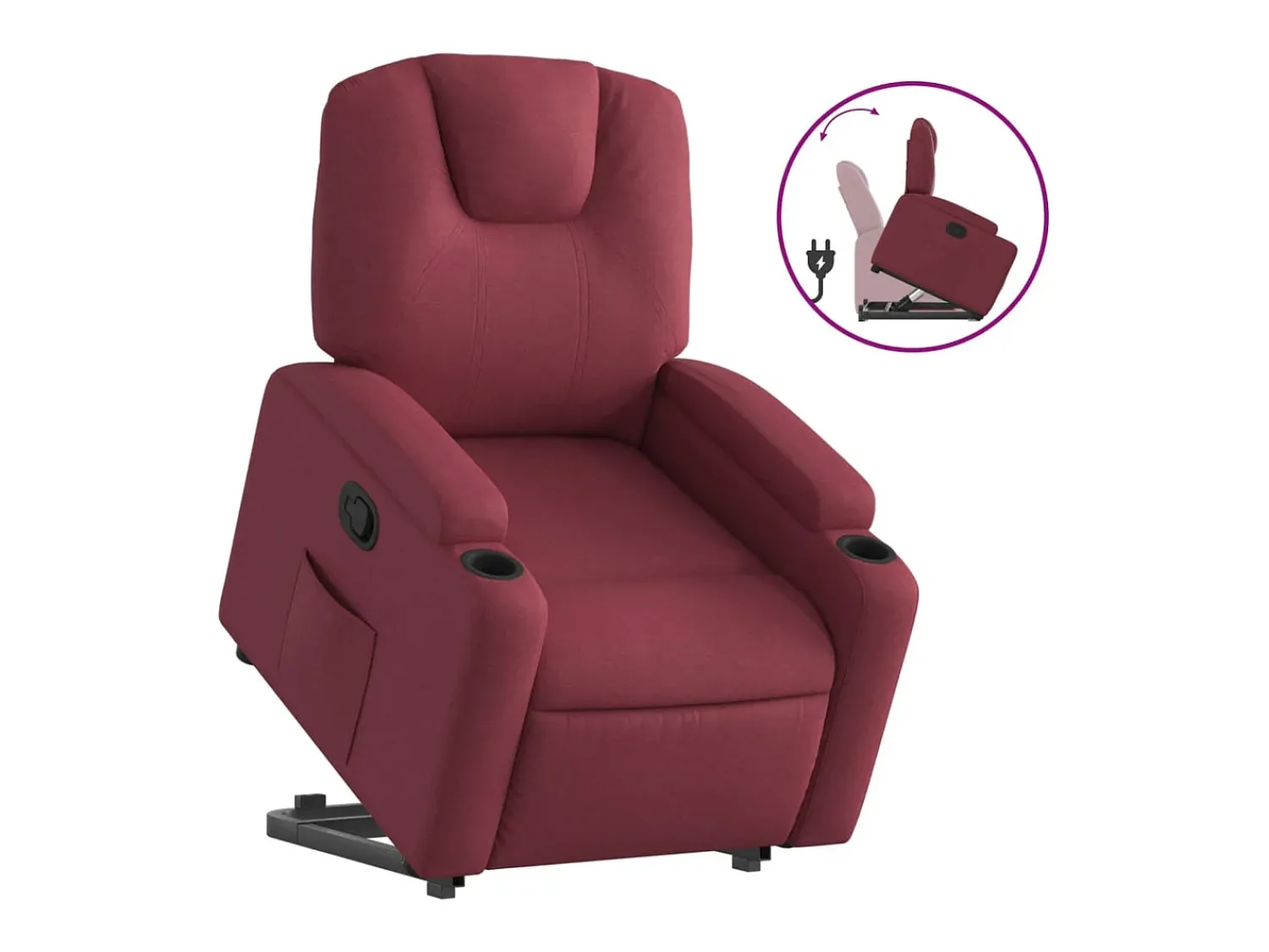 Clearance vidaxl Poltrona reclinável elevatória tecido tinto Vermelho