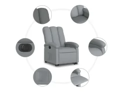 Poltrona*vidaxl Poltrona reclinável elevatória elétrica tecido -claro Cinzento