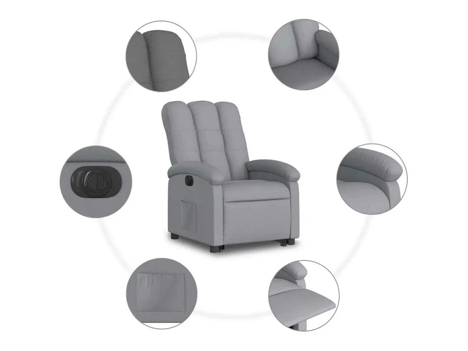 Poltrona*vidaxl Poltrona reclinável elevatória elétrica tecido -claro Cinzento