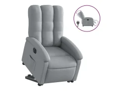 Poltrona*vidaxl Poltrona reclinável elevatória elétrica tecido -claro Cinzento