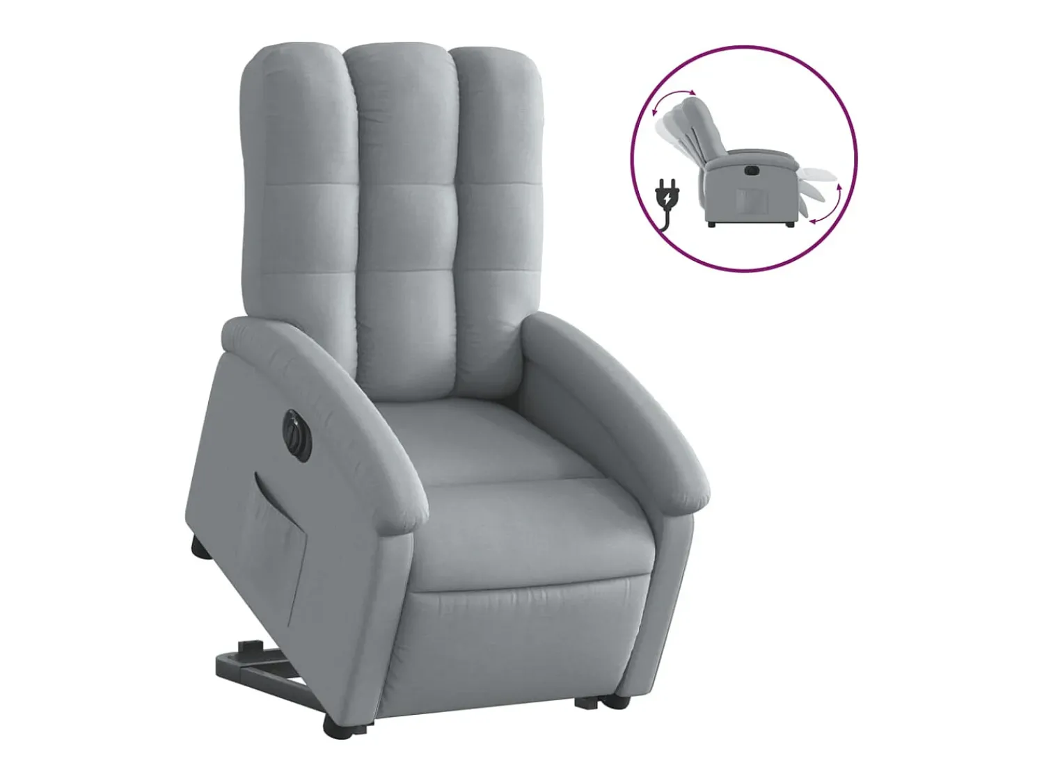 Poltrona*vidaxl Poltrona reclinável elevatória elétrica tecido -claro Cinzento