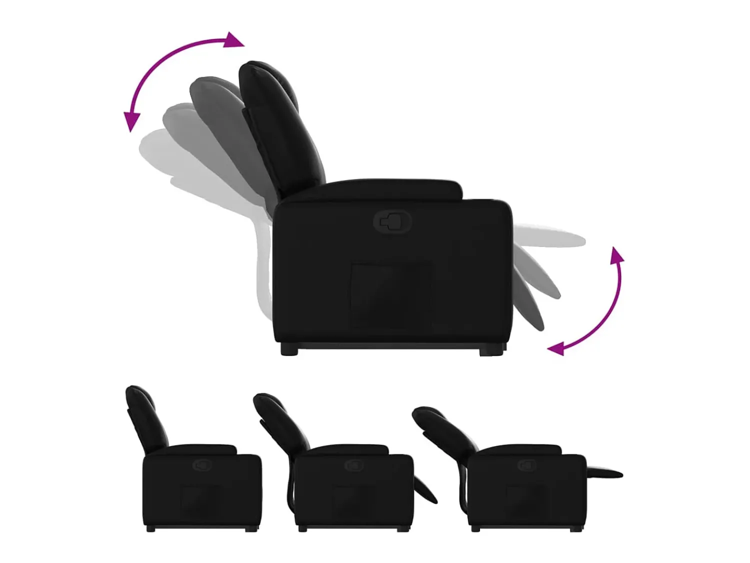 Clearance vidaxl Poltrona reclinável elevatória couro artificial Preto
