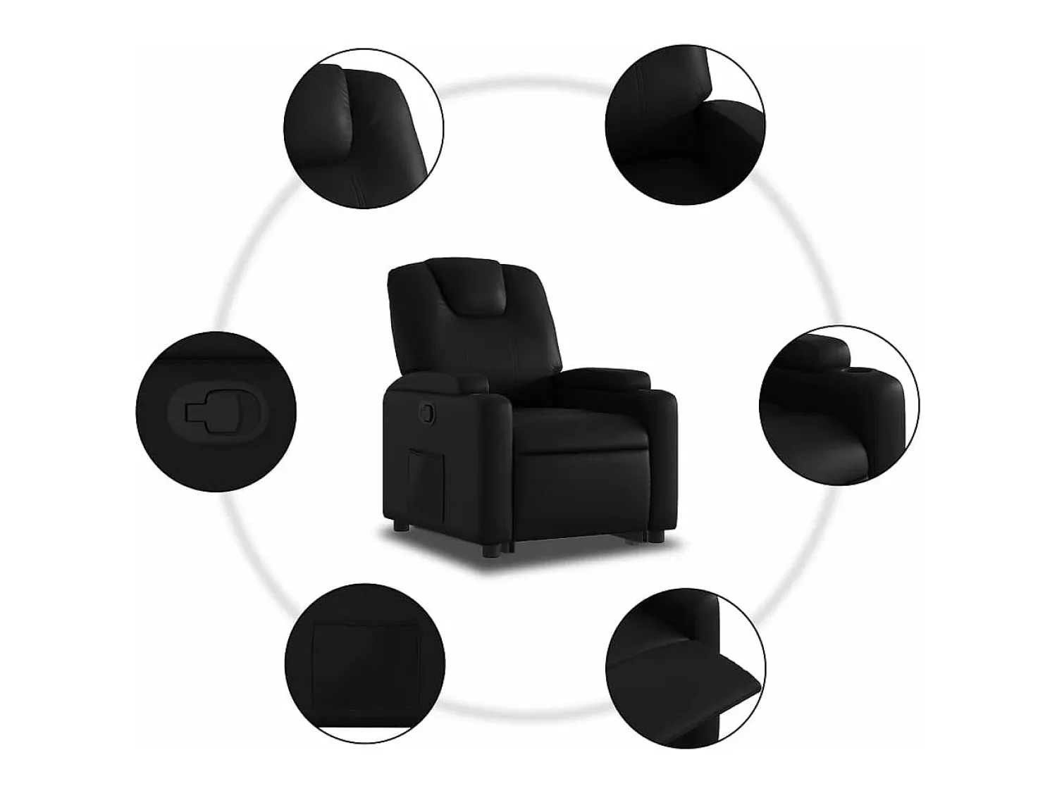 Clearance vidaxl Poltrona reclinável elevatória couro artificial Preto