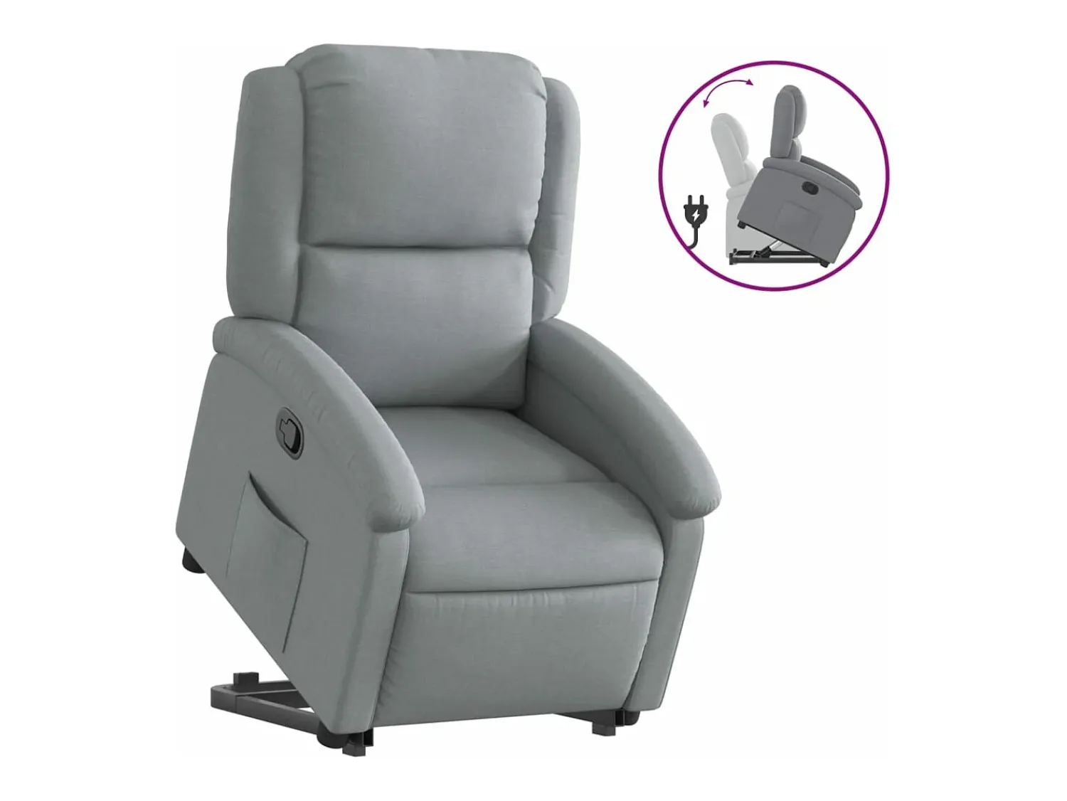 Outlet Poltrona reclinável elevatória tecido cinzento-claro PT526266 Cinzento claro