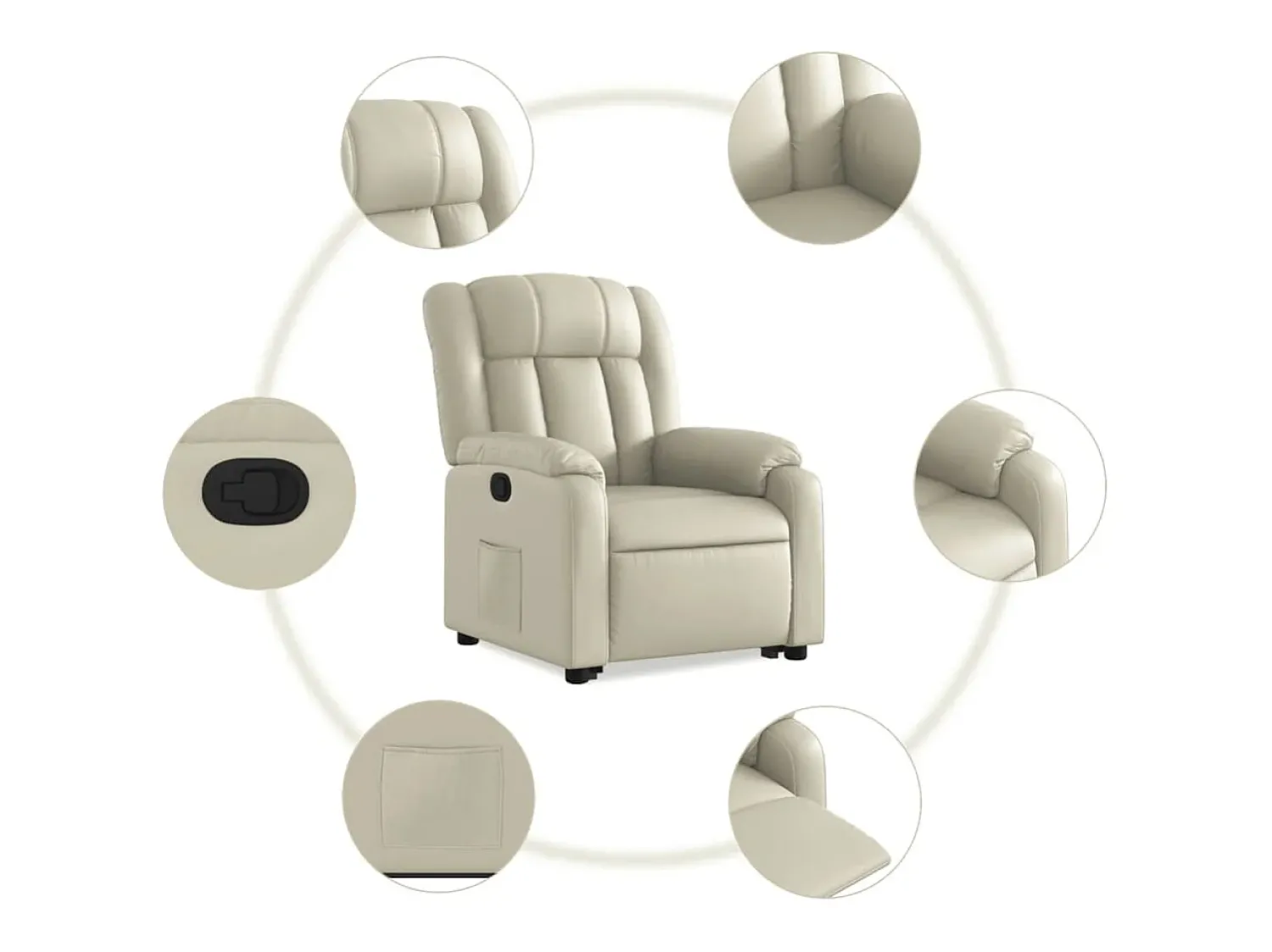 Poltrona*vidaxl Poltrona reclinável elevatória couro artificial cor Creme