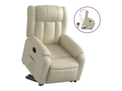 Poltrona*vidaxl Poltrona reclinável elevatória couro artificial cor Creme