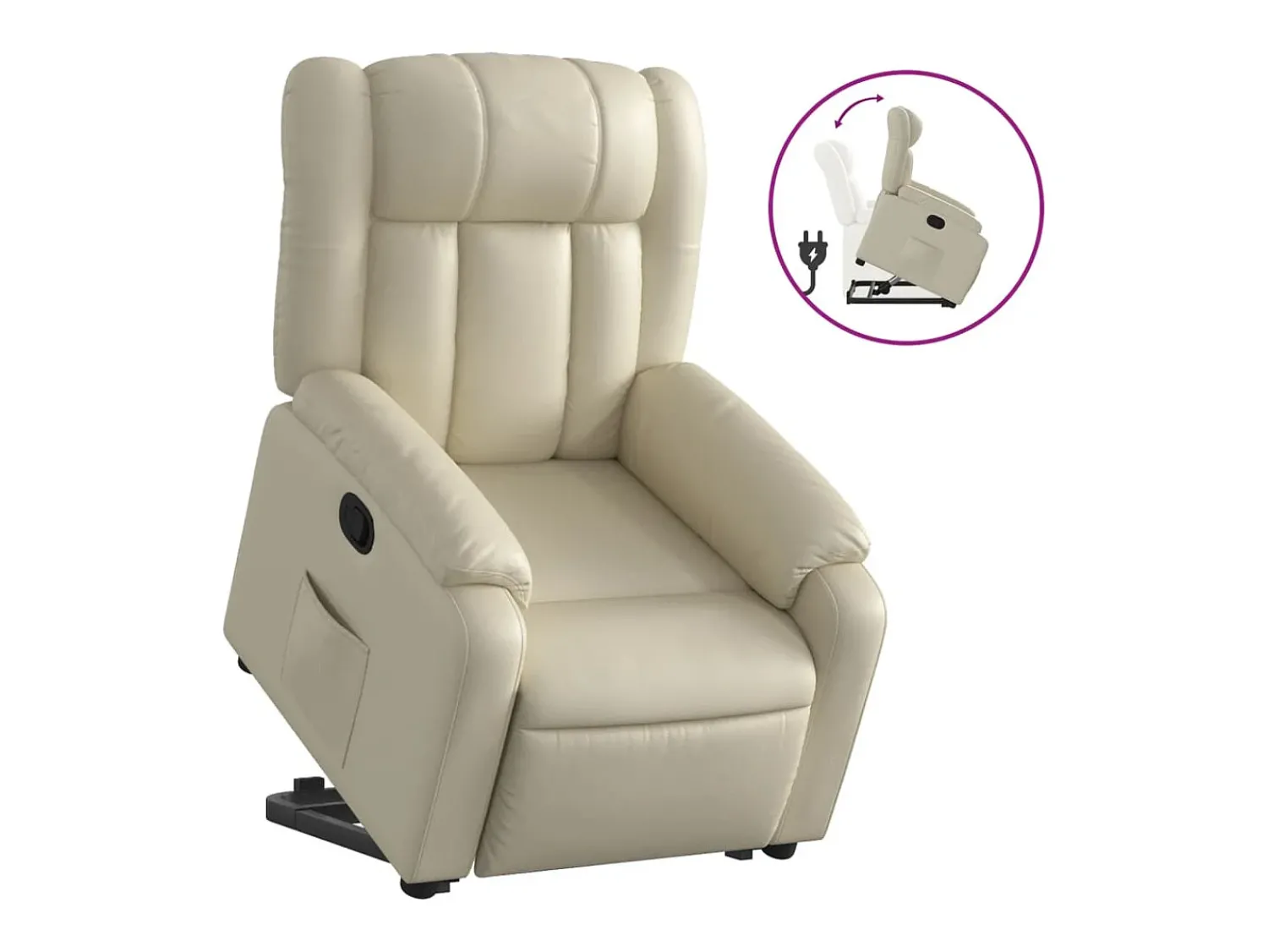 Poltrona*vidaxl Poltrona reclinável elevatória couro artificial cor Creme