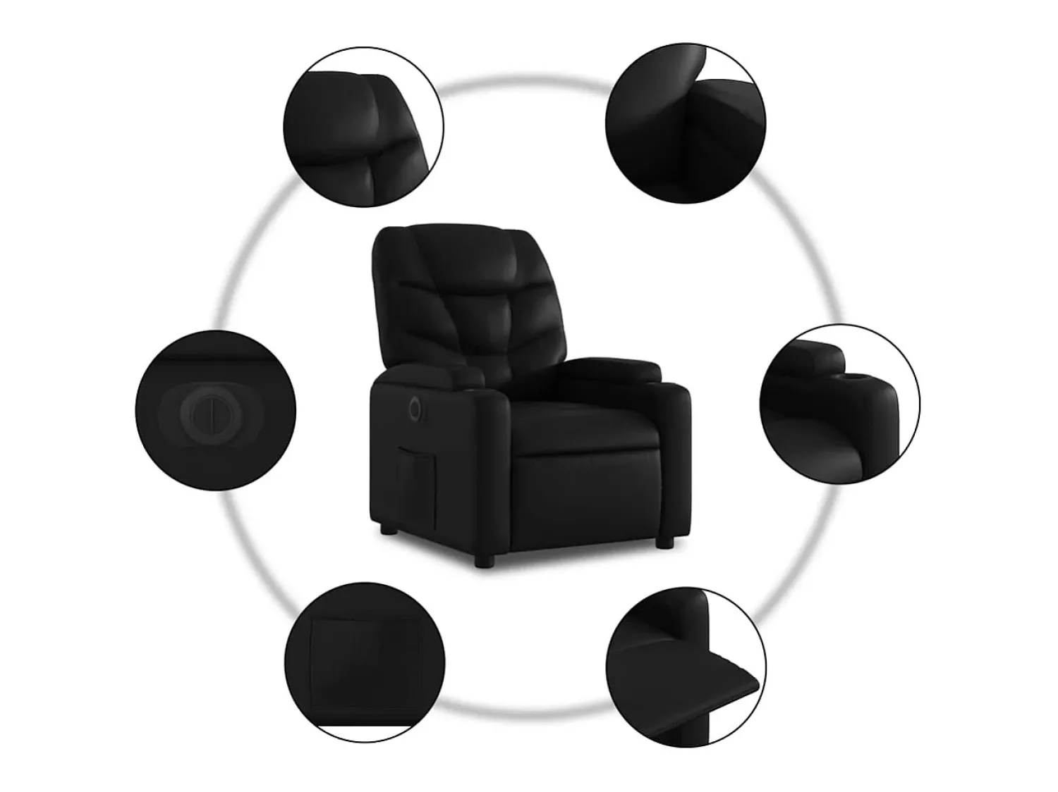 Poltrona*vidaxl Poltrona reclinável elevatória elétrica couro artificial Preto