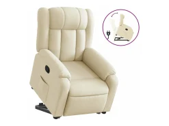 New vidaxl Poltrona reclinável elevatória tecido cor Creme