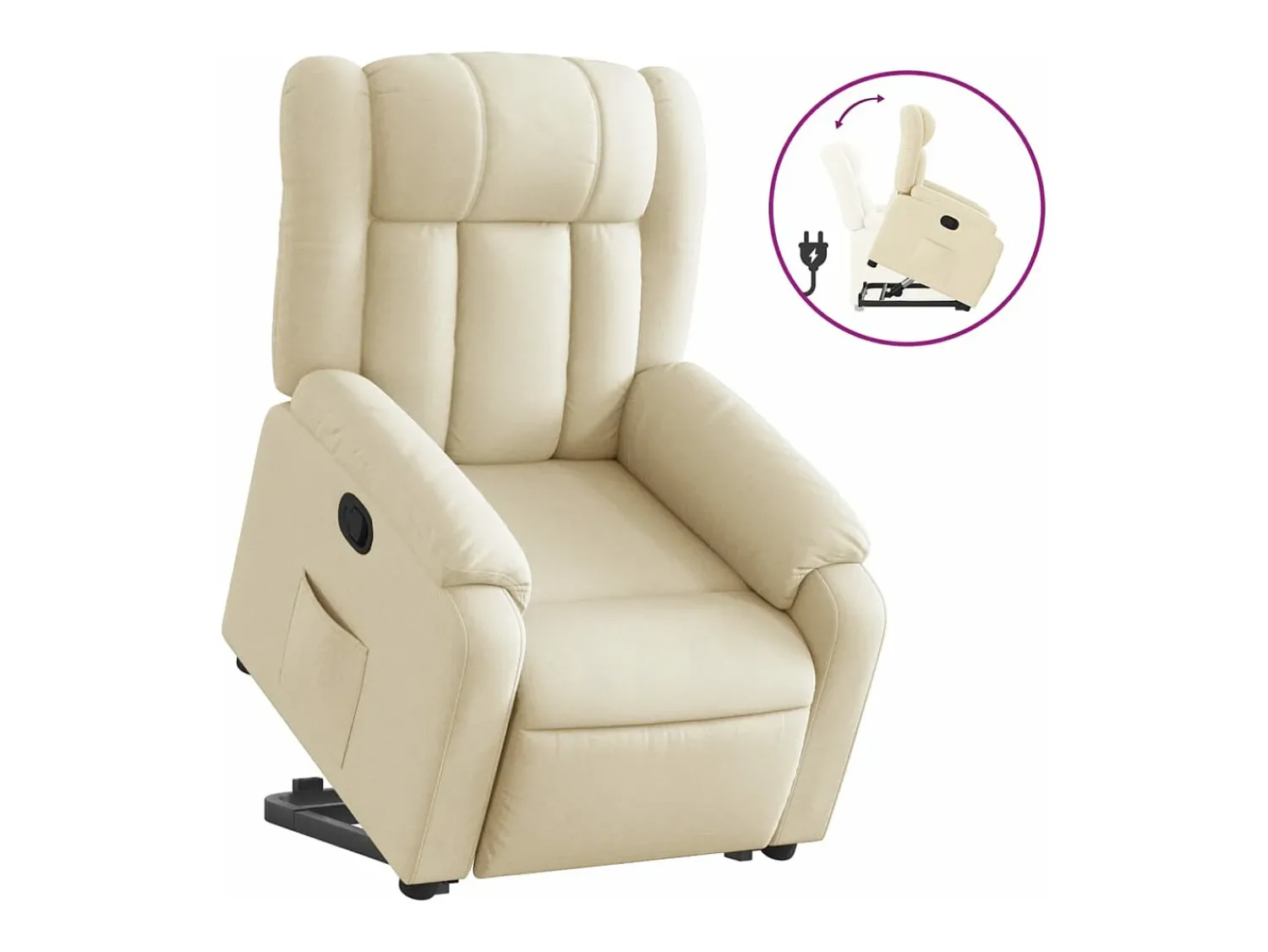 New vidaxl Poltrona reclinável elevatória tecido cor Creme