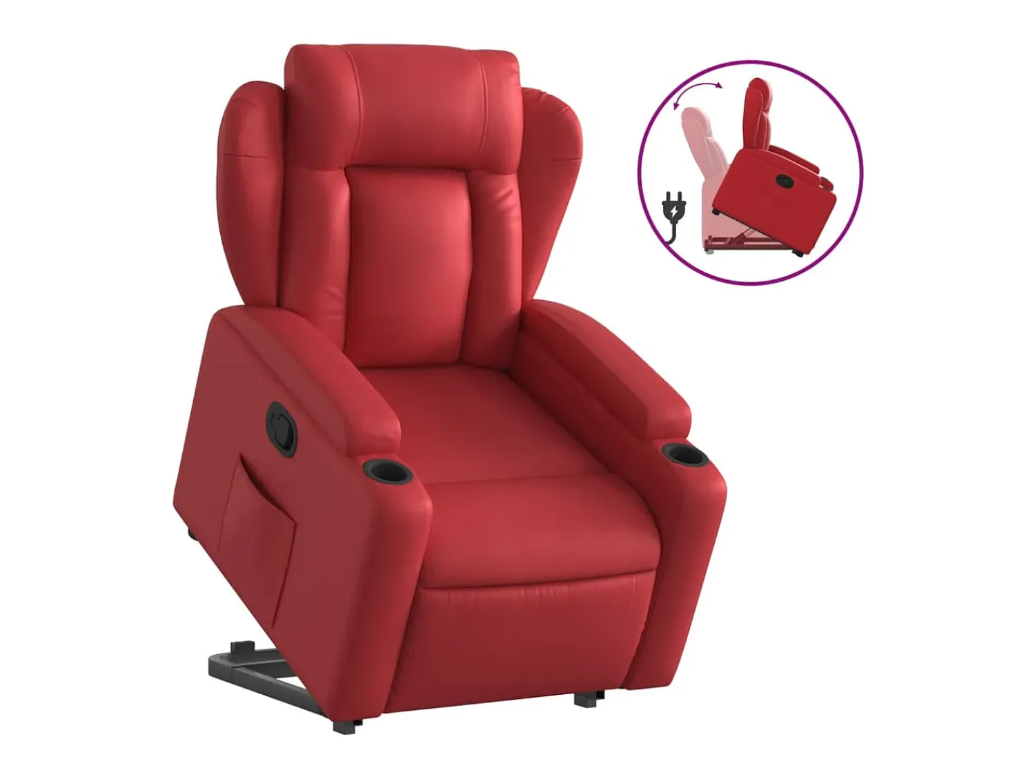 Poltrona| Poltrona reclinável elevatória couro artificial PT940470 Vermelho