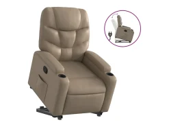 Poltrona| Poltrona reclinável elevatória couro artificial cor cappuccino PT132426 Castanho