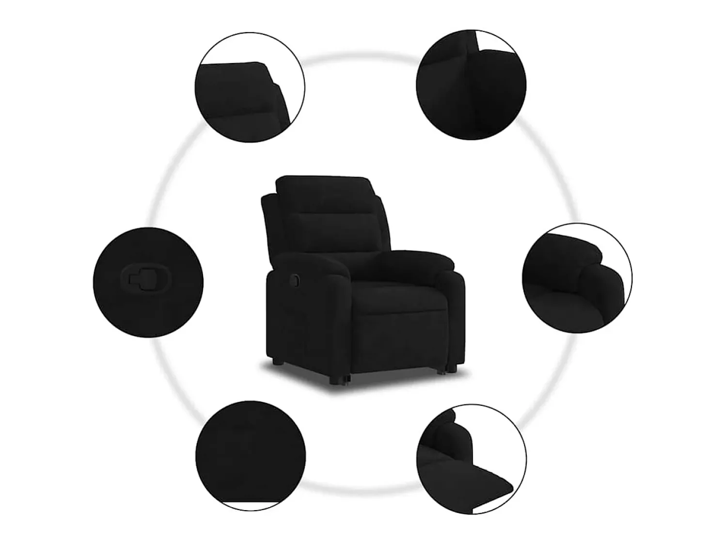 Poltrona|vidaxl Poltrona reclinável elevatória veludo Preto