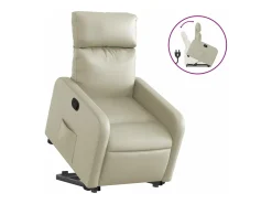 Poltrona| Poltrona reclinável elevatória couro artificial cor PT427660 Creme