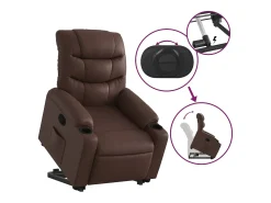 Outlet vidaxl Poltrona reclinável elevatória couro artificial Castanho