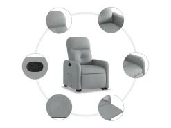 Poltrona*vidaxl Poltrona reclinável elevatória tecido -claro Cinzento