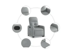 Poltrona*vidaxl Poltrona reclinável elevatória tecido -claro Cinzento