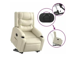 Poltrona*vidaxl Poltrona reclinável elevatória elétrica couro artificial Creme