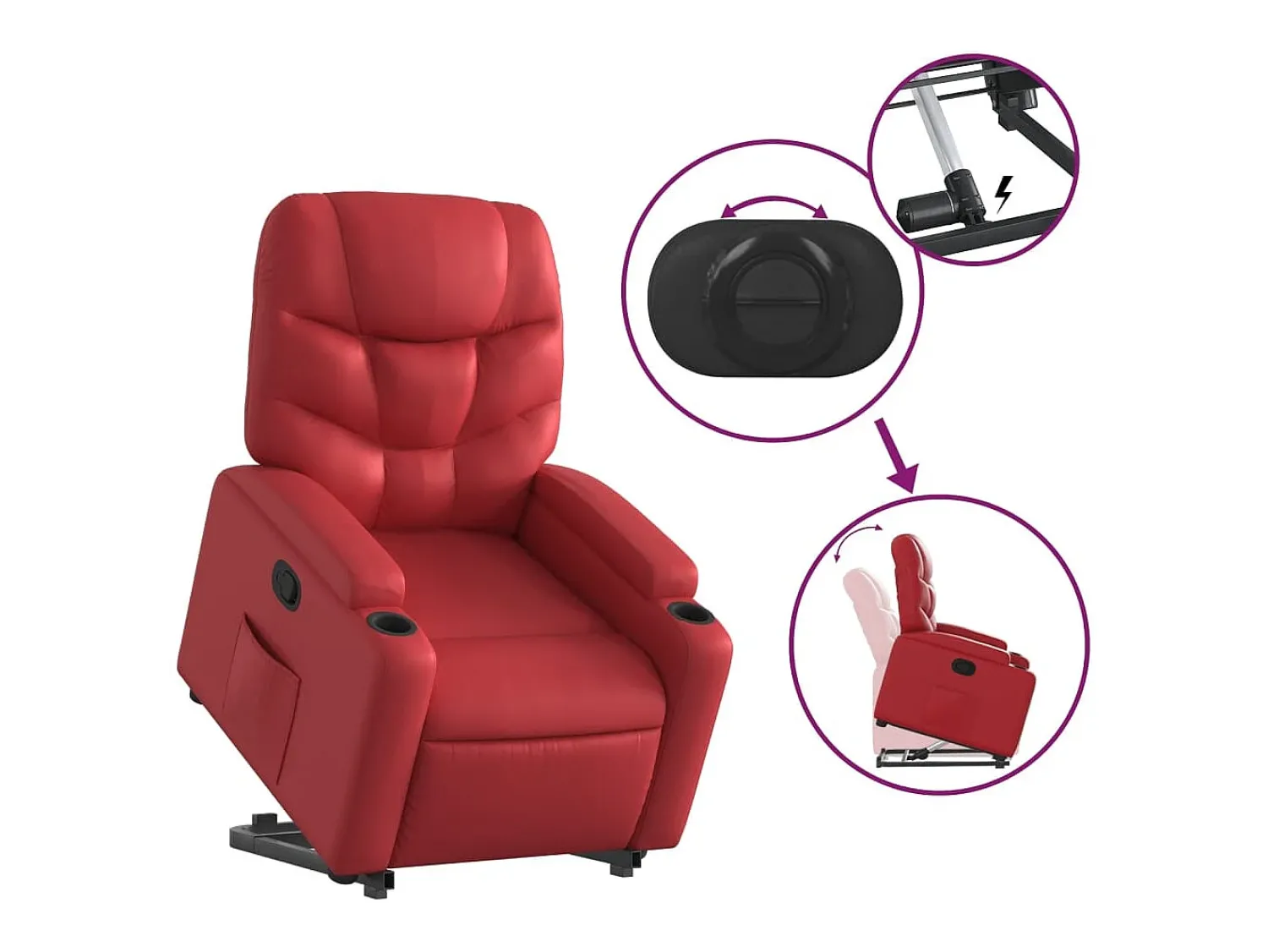 vidaxl Poltrona reclinável elevatória couro artificial^ Poltrona