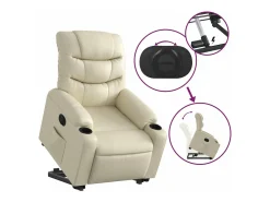 Poltrona|vidaxl Poltrona reclinável elevatória elétrica couro artificial Creme