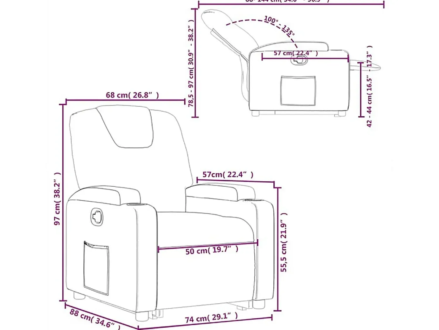 Poltrona*vidaxl Poltrona reclinável elevatória tecido cor Creme
