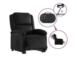 Poltrona| Poltrona reclinável elevatória elétrica couro artificial PT787303 Preto