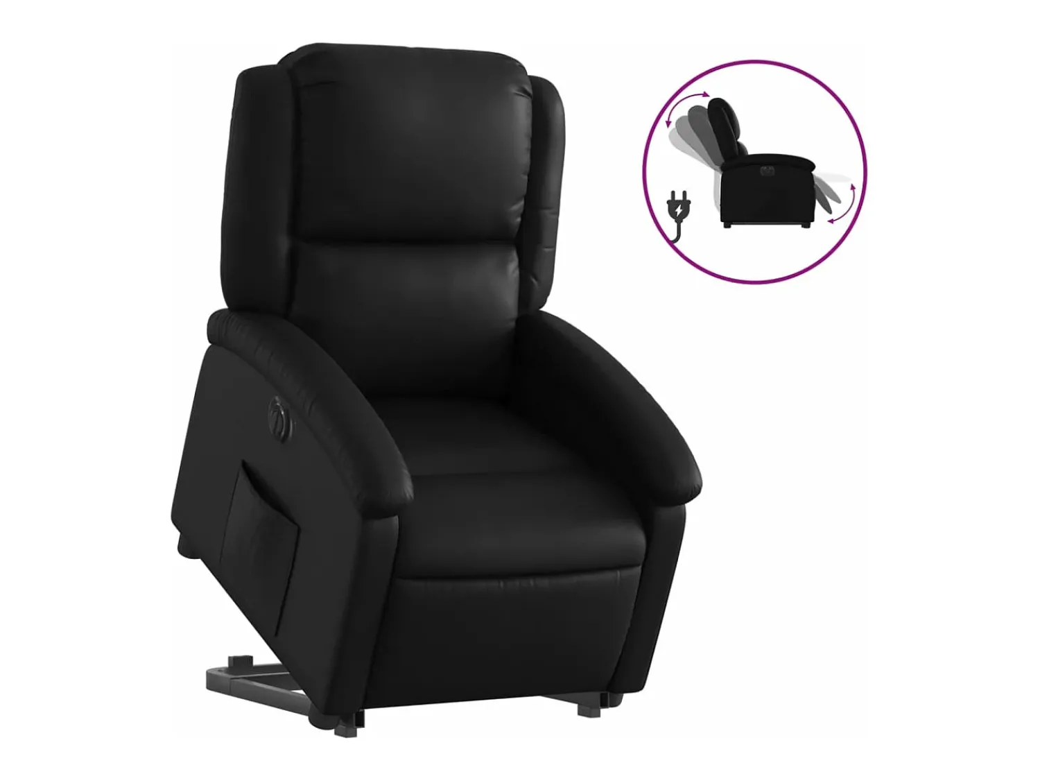 Poltrona| Poltrona reclinável elevatória elétrica couro artificial PT787303 Preto