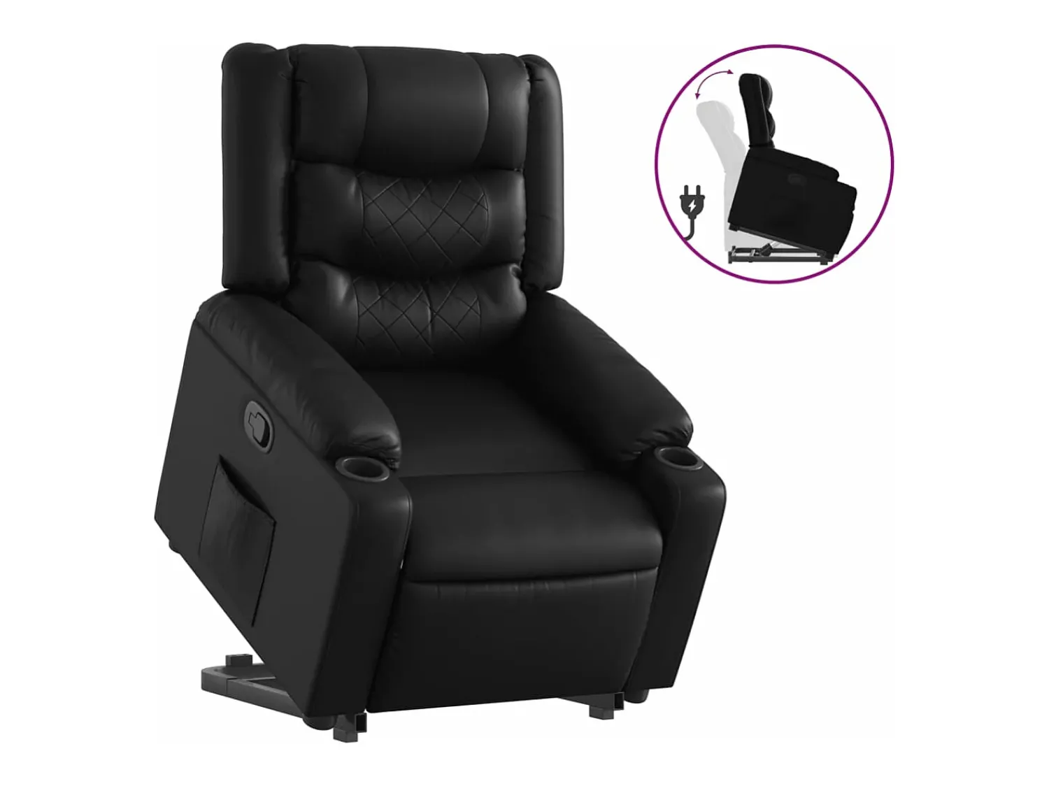 Poltrona|vidaxl Poltrona reclinável elevatória couro artificial Preto