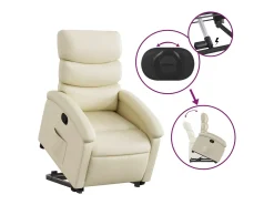 Poltrona| Poltrona reclinável elevatória couro artificial cor PT879286 Creme