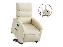 Poltrona| Poltrona reclinável elevatória couro artificial cor PT879286 Creme