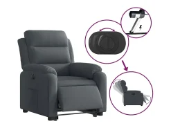 Poltrona*vidaxl Poltrona reclinável elevatória elétrica veludo -escuro Cinzento