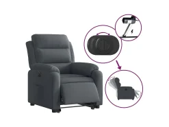 Poltrona*vidaxl Poltrona reclinável elevatória elétrica veludo -escuro Cinzento